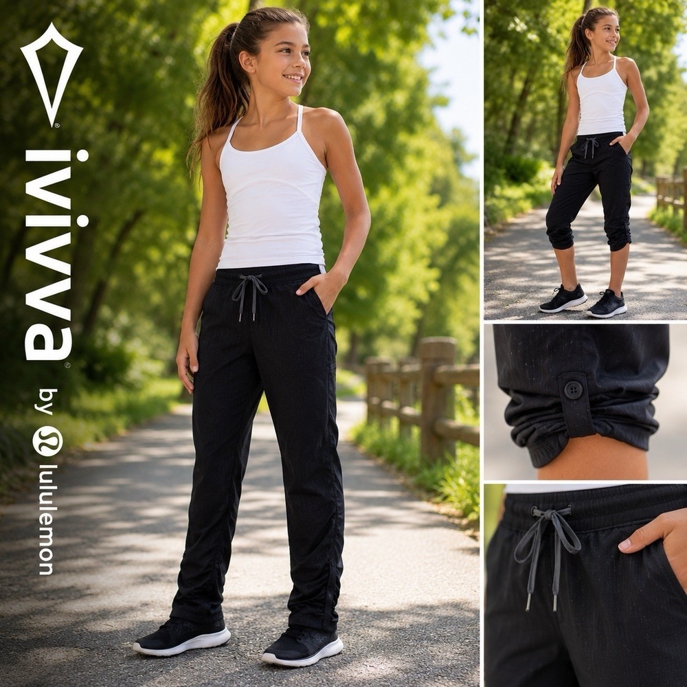 Ivivva by Lululemon Girls Size 10 Live To Move Dance Studio Pants Convertible